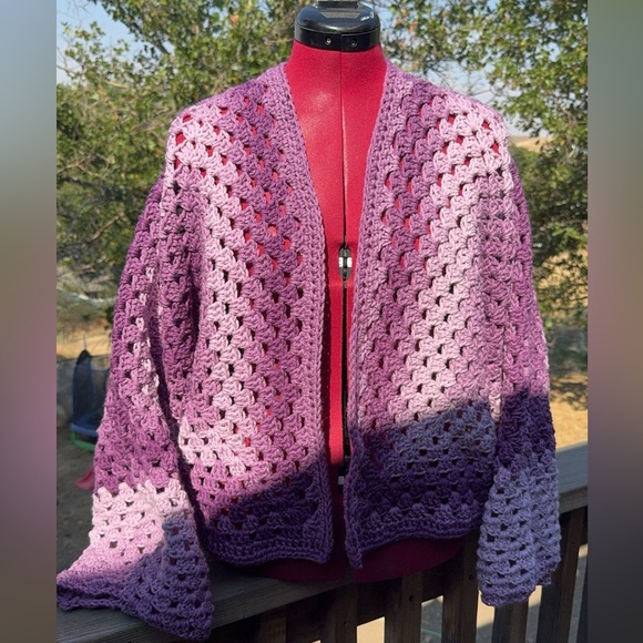 Ombre Purple Cardigan | Handmade Crochet - Picture 4 of 5